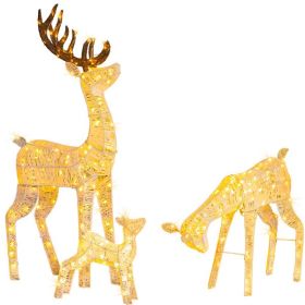 3-Piece Lighted Christmas Reindeer Family Set Outdoor Decorations