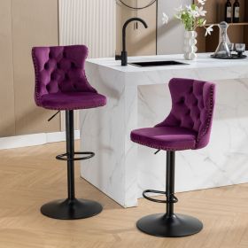 Swivel Velvet Barstools Adjusatble Seat Height from 25-33 Inch,17.7inch base
