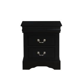 Black Finish Traditional Bedroom Wooden Nightstand 1pc Louis Philippe Style Furniture Two Drawers Storage