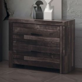 Contemporary Oak Finish Wooden Nightstand Two Drawers Storage Bedroom Furniture 1pc Beside Table Plank Pattern