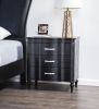 Glam Stylish Modern Black 1pc Nightstand Solidwood Turned Wood Leg Curved Front Panels Bedroom Furniture Bedside