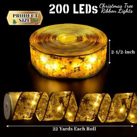 Christmas Decorations - 2.5Inch x 66Ft 200 Led Christmas Tree Ribbon Lights with 8 Lighting Modes