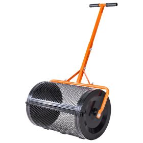 VEVOR Compost Spreader, 24 in Wide Peat Moss Spreader with T Shaped Handle, 3 Heights Adjustable, Powder-Coated Steel Garden Peat Moss Roller