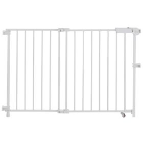 Baby Gate, 29.5-43 Inches Adjustable Width, 28 Inches High Dog Gate, No Threshold Bar, Easy Step Walk Thru, for Child Pet Security, with Screws