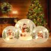 Christmas Decorations Indoor,Set of 3 Snowman Crackle Glass Ball with LED Lights Home Decor