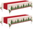 2 Pack Christmas Tablecloths,Christmas Party Decoration,54 x 108 Inch,Disposable Plastic Table Cloths Rectangular for Party Supplies