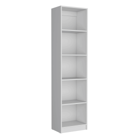 Home Xs Bookcase with 5-Tier Shelves and Slim Design -White -Office