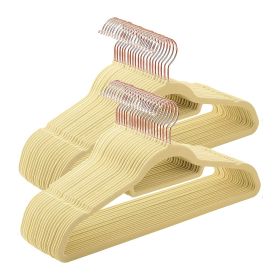 Beige Thin Velvet Hangers. Pack of 10 Velvet Clothes Hangers Non Slip with 360Â° Rotating Chrome Hook