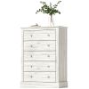 HOMCOM 31" Wide Farmhouse Chest of Drawers with 5 Drawers, Dresser for Bedroom with Wood Top for Living Room, Dirty Oak