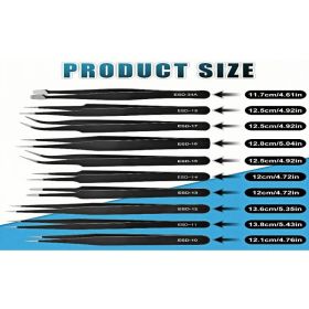 10Pcs Precision Tweezers Set, Upgraded Anti-Static Stainless Steel Tweezers with Storage Box, for Craft, Electronics, Jewelry-Making, Laboratory Work