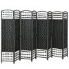 HOMCOM 8 Panel Folding Room Divider Portable Privacy Screen Wave Fiber Room Partition for Home Office Black