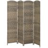 HOMCOM Folding Room Divider Screen 4 Panel 6' Tall Privacy Screen Freestanding Wood Partition for Home Office, Dark Rustic Oak