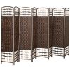 HOMCOM 8 Panel Folding Room Divider Portable Privacy Screen Wave Fiber Room Partition for Home Office Brown