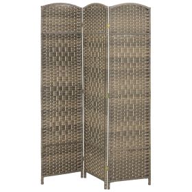 HOMCOM Folding Room Divider Screen 3 Panel 6' Tall Privacy Screen Freestanding Wood Partition for Home Office, Dark Rustic Oak