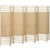 HOMCOM 8 Panel Folding Room Divider Portable Privacy Screen Wave Fiber Room Partition for Home Office Natural