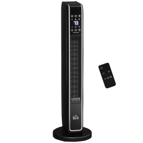 HOMCOM 2-In-1 Portable Electric Tower Heater, Oscillating Space Heater for Indoor Use with Remote Control, 8H Timer, Three Heating Modes(High, Low