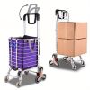 Stair Climbing Collapsible Shopping Carts for Groceries and Hand Truck 2-in-1, Lightweight Utility Cart with Waterproof Liner Basket