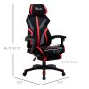 Racing Gaming Chair, Ergonomic Computer Chair with Footrest, Headrest, High Back Recliner Swivel Seat with Adjustable Height, Black Red