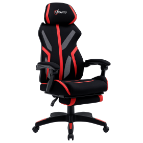Racing Gaming Chair, Ergonomic Computer Chair with Footrest, Headrest, High Back Recliner Swivel Seat with Adjustable Height, Black Red