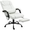 6-Point Vibration Massage Chair, Height Adjustable Reclining Computer Chair with Retractable Footrest, White