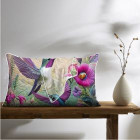 2 Pcs Of Tropical Hummingbird Art Bedroom Satin Printed Soft And Skin Friendly Pillowcase Suitable For All Seasons