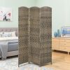 HOMCOM Folding Room Divider Screen 3 Panel 6' Tall Privacy Screen Freestanding Wood Partition for Home Office, Dark Rustic Oak