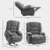 HOMCOM Power Lift Chair, Electric Recliner Chair with Vibration Massage, Heat, Side Pockets, Quick Assembly, Charcoal Gray