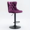 Swivel Velvet Barstools Adjusatble Seat Height from 25-33 Inch,17.7inch base