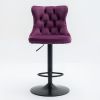 Swivel Velvet Barstools Adjusatble Seat Height from 25-33 Inch,17.7inch base