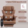 400LBS Massage Office Chair, Executive Office Chair with 6-Point Vibration, Footrest and Lumbar Support, Brown
