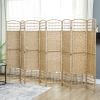 HOMCOM 8 Panel Folding Room Divider Portable Privacy Screen Wave Fiber Room Partition for Home Office Natural