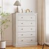 HOMCOM 31" Wide Farmhouse Chest of Drawers with 5 Drawers, Dresser for Bedroom with Wood Top for Living Room, Dirty Oak