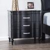Glam Stylish Modern Black 1pc Nightstand Solidwood Turned Wood Leg Curved Front Panels Bedroom Furniture Bedside