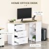 47 Inches Home Office Desk with 3-Tier Storage Shelves, Computer Desk with Drawers, Study Writing Table, White