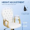 Velvet Office Desk Chair Button Tufted Vanity Chair with Swivel Wheels, Adjustable Height and Tilt Function, Cream White