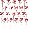 20 Pack 7 Inch Artificial Red Berry Picks for Christmas Tree Burgundy Red Berries Stems Holly Berry Branches Ornaments Wreath Crafts Wedding Holiday S