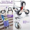 Portable, stair climbing cart, for groceries and handcarts 2 in 1, lightweight small utility vehicle with waterproof lining, elastic rope for luggage