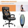 Massage Office Chair, High Back Executive Office Chair with 6-Point Vibration, Adjustable Height, Swivel Seat and Rocking Function, Black