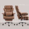 400LBS Massage Office Chair, Executive Office Chair with 6-Point Vibration, Footrest and Lumbar Support, Brown