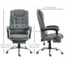 High Back Office Chair PU Leather Executive Office Chair with Retractable Footrest Padded Armrest Grey