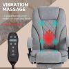 Massage Office Chair, Heated Reclining Computer Chair with Adjustable Height and Footrest, Grey
