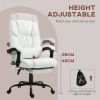 6-Point Vibration Massage Chair, Height Adjustable Reclining Computer Chair with Retractable Footrest, White