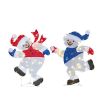 Set of 2 Lighted Running Snowman Christmas Decorations