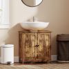 HOMCOM Bathroom Vanity Cabinet, Under Sink Bathroom Cabinet with 2 Doors and Adjustable Shelf, Rustic Brown
