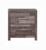 Contemporary Oak Finish Wooden Nightstand Two Drawers Storage Bedroom Furniture 1pc Beside Table Plank Pattern