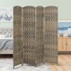 HOMCOM Folding Room Divider Screen 4 Panel 6' Tall Privacy Screen Freestanding Wood Partition for Home Office, Dark Rustic Oak
