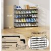 5-Tier Stackable Shoe Rack Organizer with Metal Frame, 35.5 inch Length, Holds 25â€“30 Pairs, Black