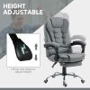 High Back Office Chair PU Leather Executive Office Chair with Retractable Footrest Padded Armrest Grey