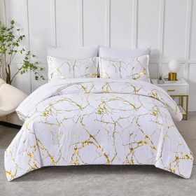 Marble White Duvet Cover Set (Option: Queen)
