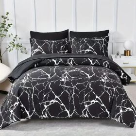 Black Marble Pattern Bed Set (Option: Queen)